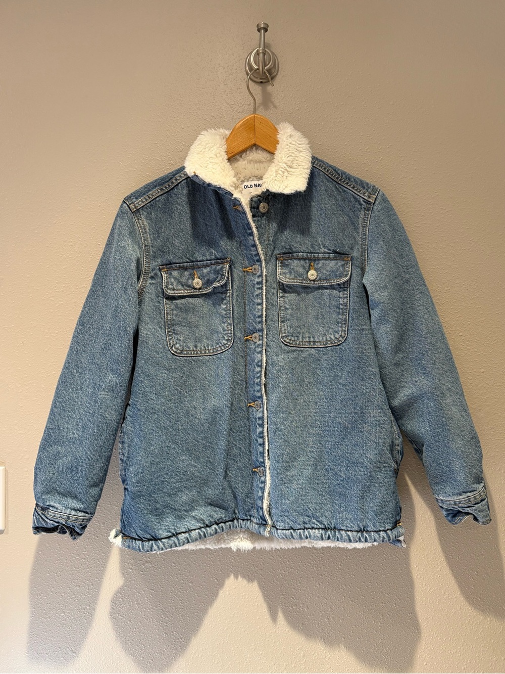 Old Navy Sherpa Lined Denim Trucker Jacket Size XS